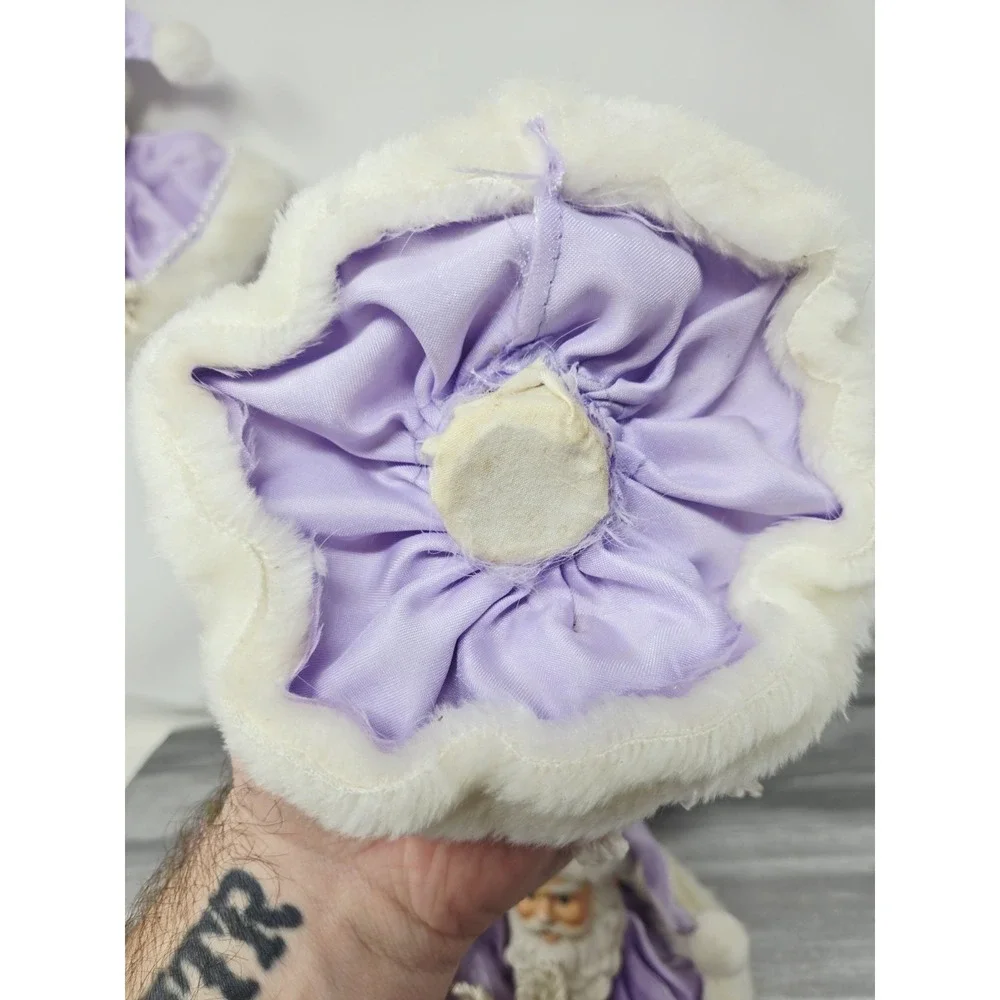 Vintage Santa Head Ornament Or Shelf Sitter White  Purple w Porcelain Face Lot 6